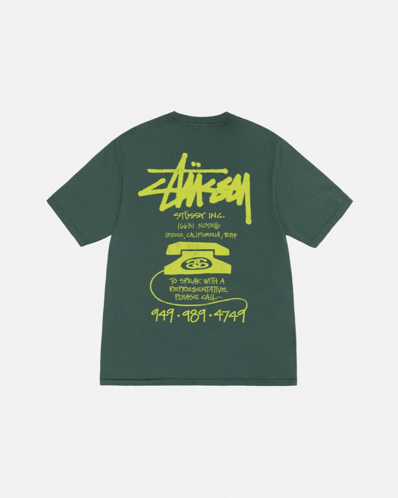 Stussy Old Phone Tee Pigment Dyed Tees Ženske Zelene Srbija | BQO-5823