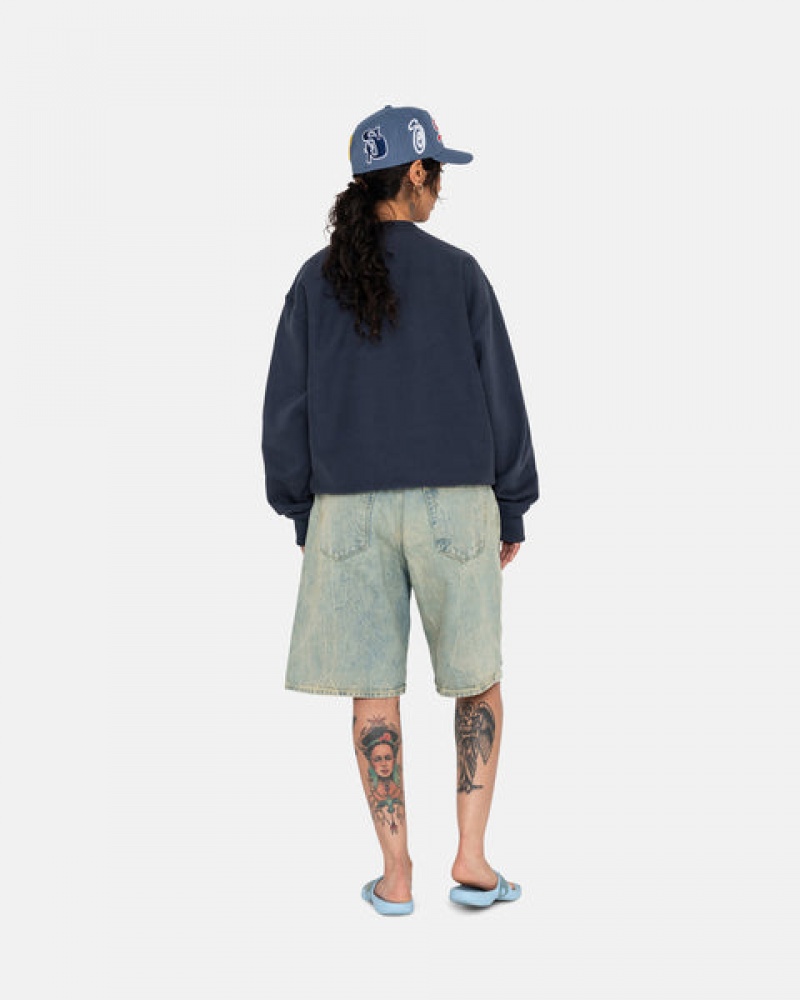 Stussy Overdyed Stock Logo Crew Dukserice Ženske Tamnoplave Srbija | KCT-1991