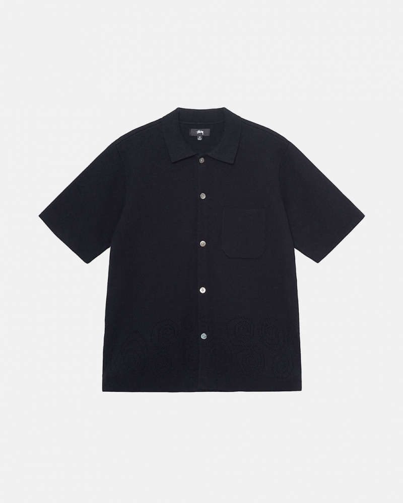 Stussy Perforated Swirl Knit Shirt Košulje Muške Crne Srbija | NVO-6663