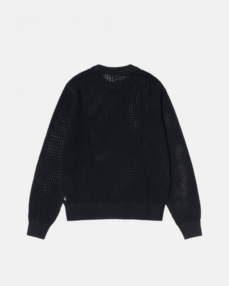 Stussy Pigment Dyed Loose Gauge Knit Sweater Džemperi Muške Crne Srbija | NTU-9731