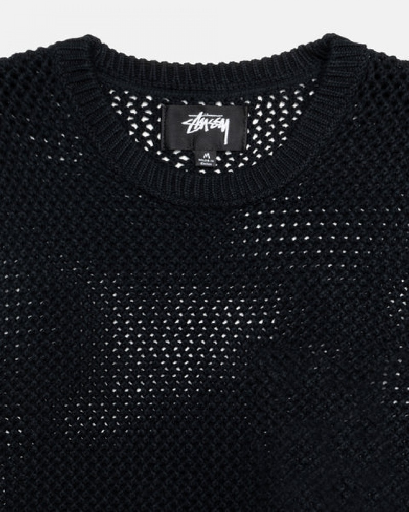 Stussy Pigment Dyed Loose Gauge Knit Sweater Džemperi Muške Crne Srbija | NTU-9731