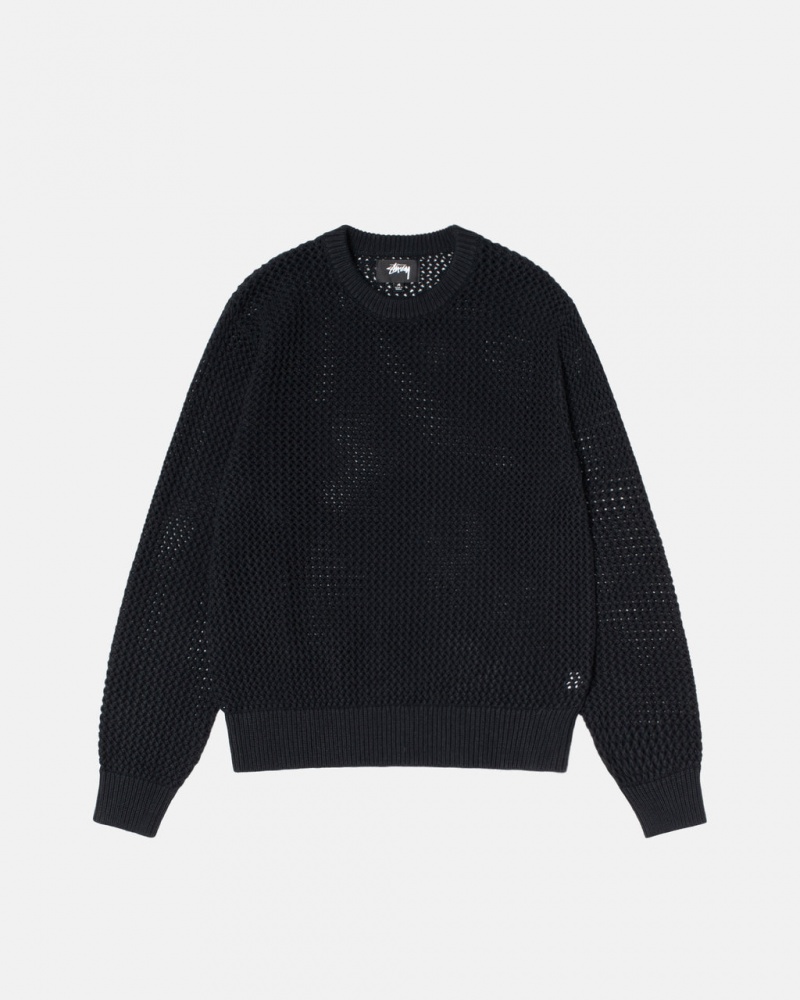 Stussy Pigment Dyed Loose Gauge Knit Sweater Džemperi Muške Crne Srbija | NTU-9731