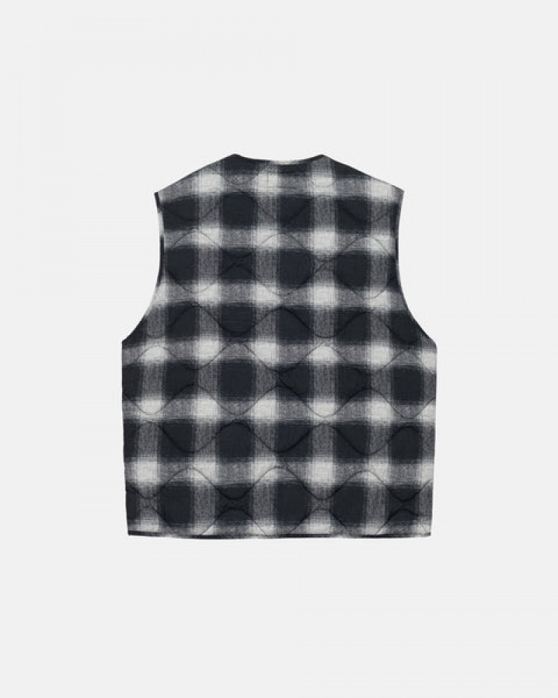 Stussy Plaid Najlon Liner Vest Prsluk Muške Crne Srbija | HIT-6971