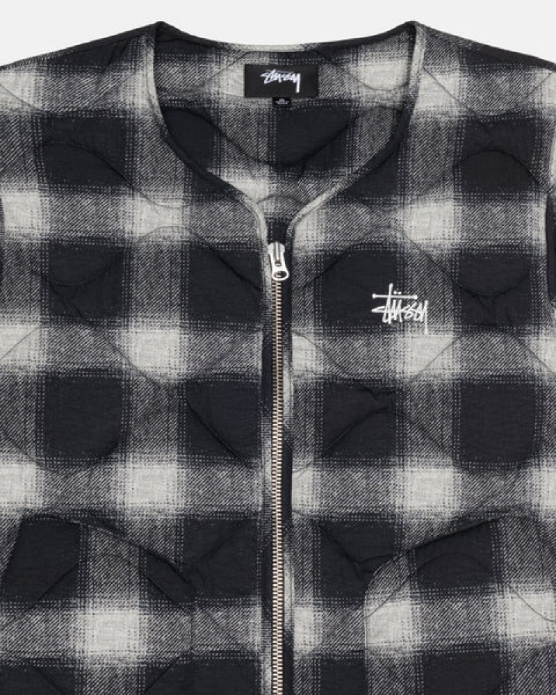 Stussy Plaid Najlon Liner Vest Prsluk Muške Crne Srbija | HIT-6971