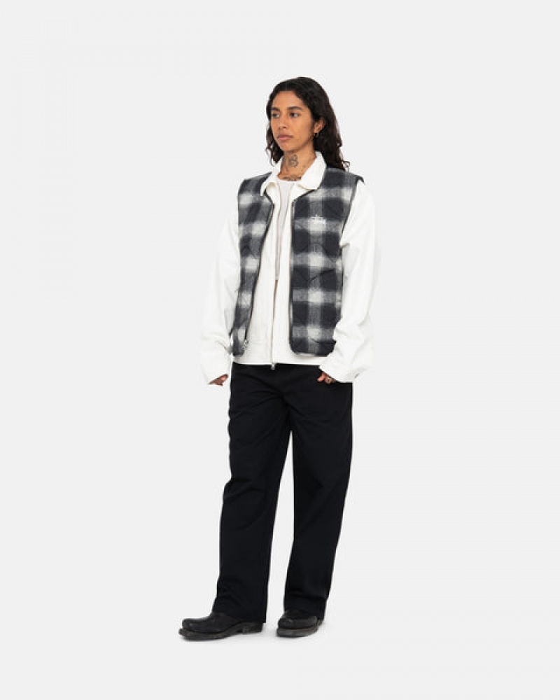 Stussy Plaid Najlon Liner Vest Prsluk Muške Crne Srbija | HIT-6971