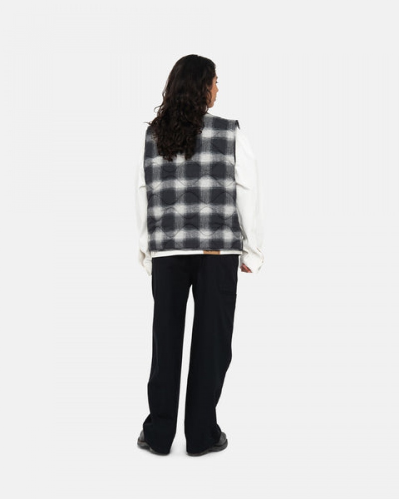 Stussy Plaid Najlon Liner Vest Prsluk Muške Crne Srbija | HIT-6971