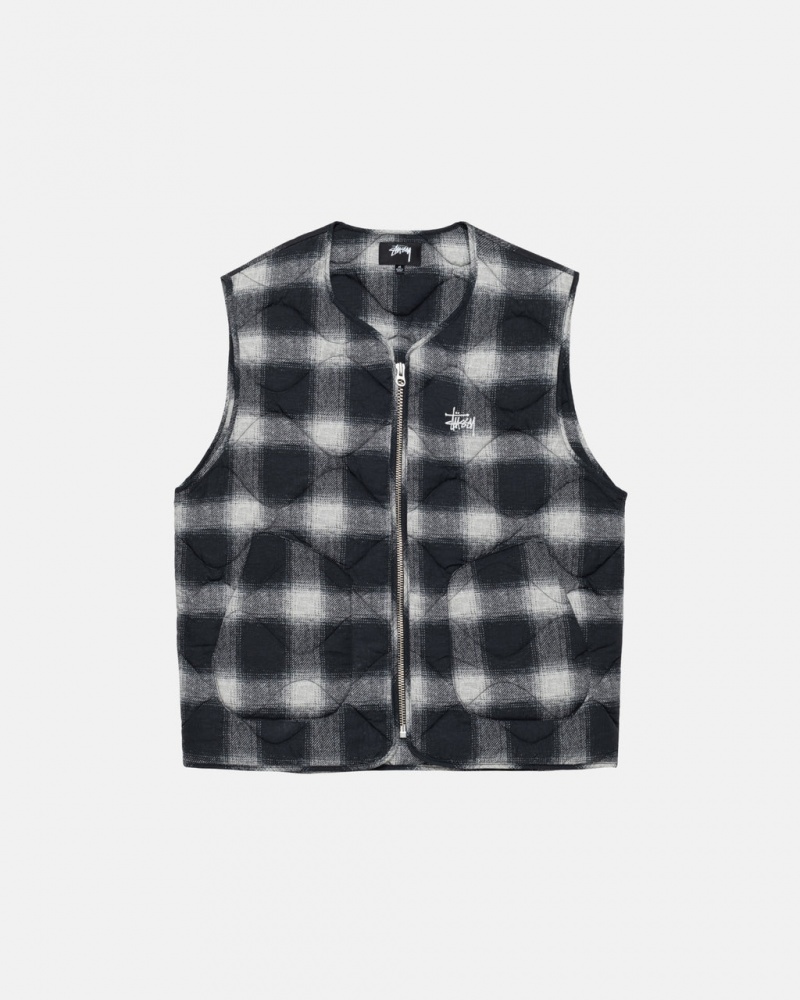 Stussy Plaid Najlon Liner Vest Prsluk Ženske Crne Srbija | GDW-4016