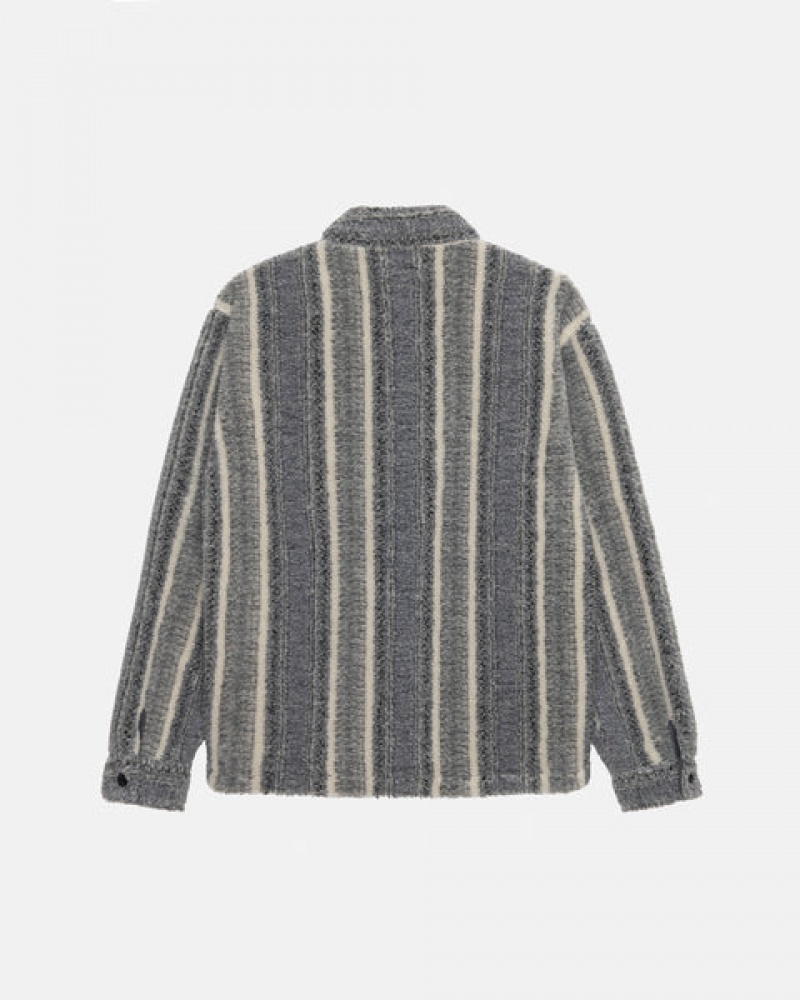 Stussy Prugasta Sherpa Shirt Košulje Ženske Charcoal Srbija | TGD-6976