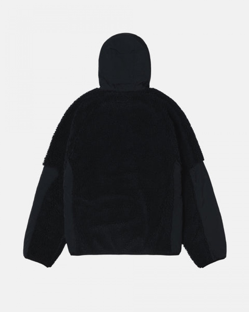 Stussy Sherpa Paneled Hooded Jacket Jakne Ženske Crne Srbija | RLY-6077