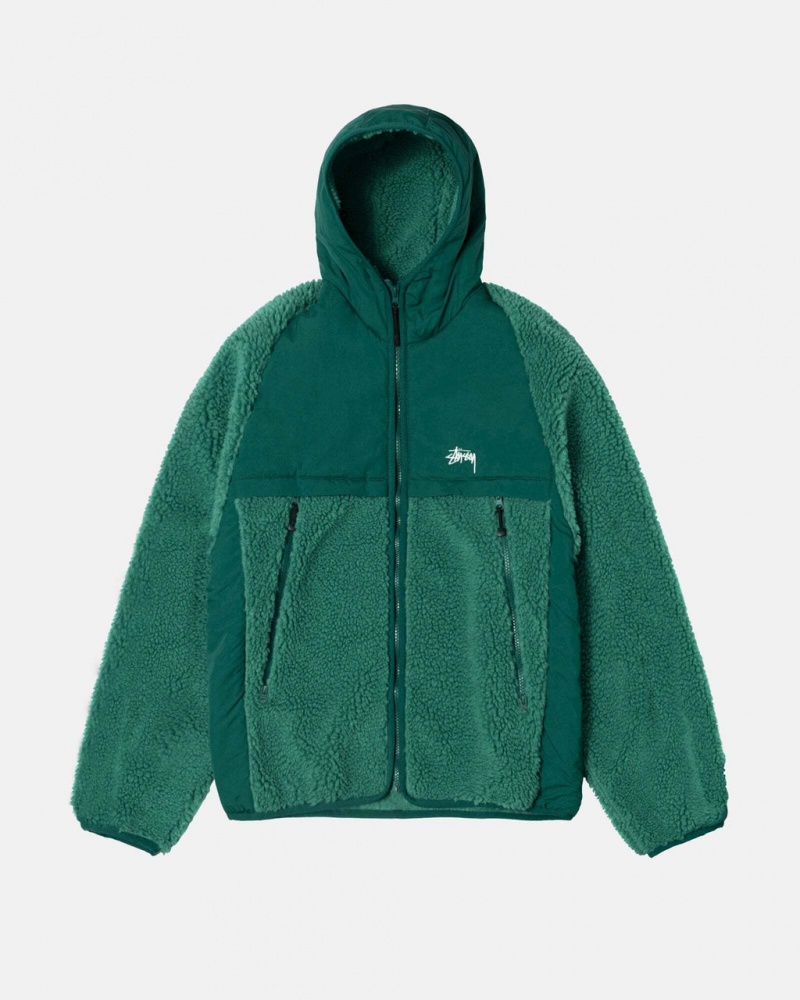 Stussy Sherpa Paneled Hooded Jacket Jakne Ženske Tirkizne Srbija | VIF-6779