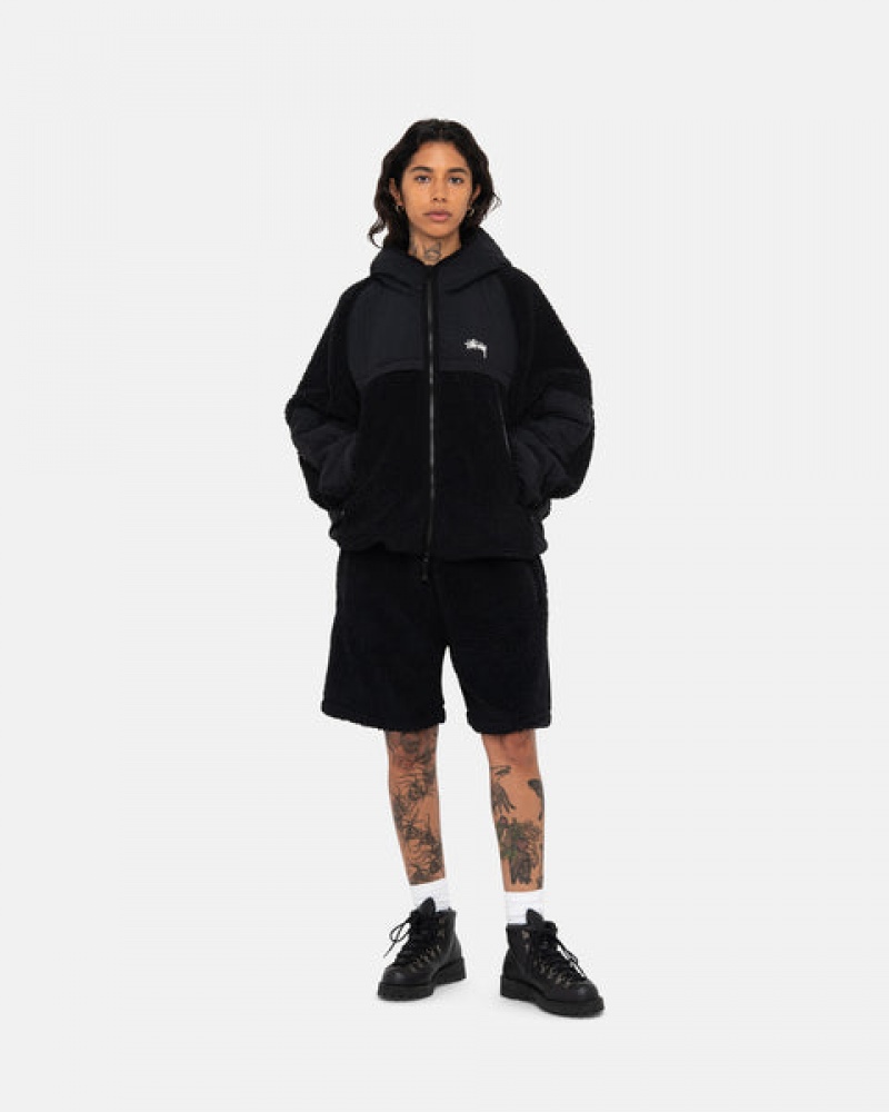 Stussy Sherpa Paneled Hooded Jacket Jakne Muške Crne Srbija | WQW-9731