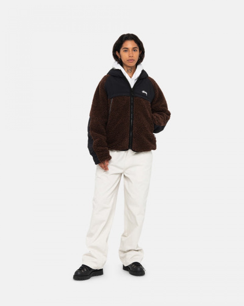 Stussy Sherpa Paneled Hooded Jacket Jakne Muške Smeđe Srbija | MKQ-2327