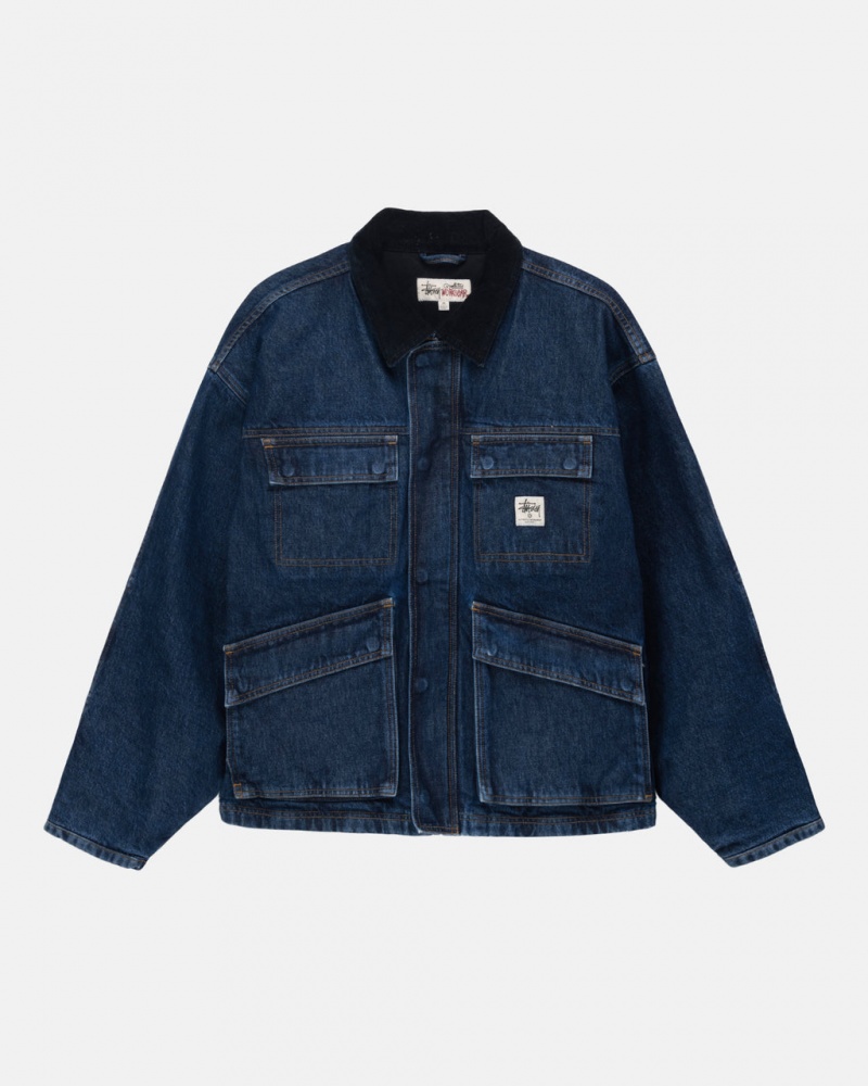 Stussy Shop Jacket Washed Denim Jakne Muške Plave Srbija | RDK-0235