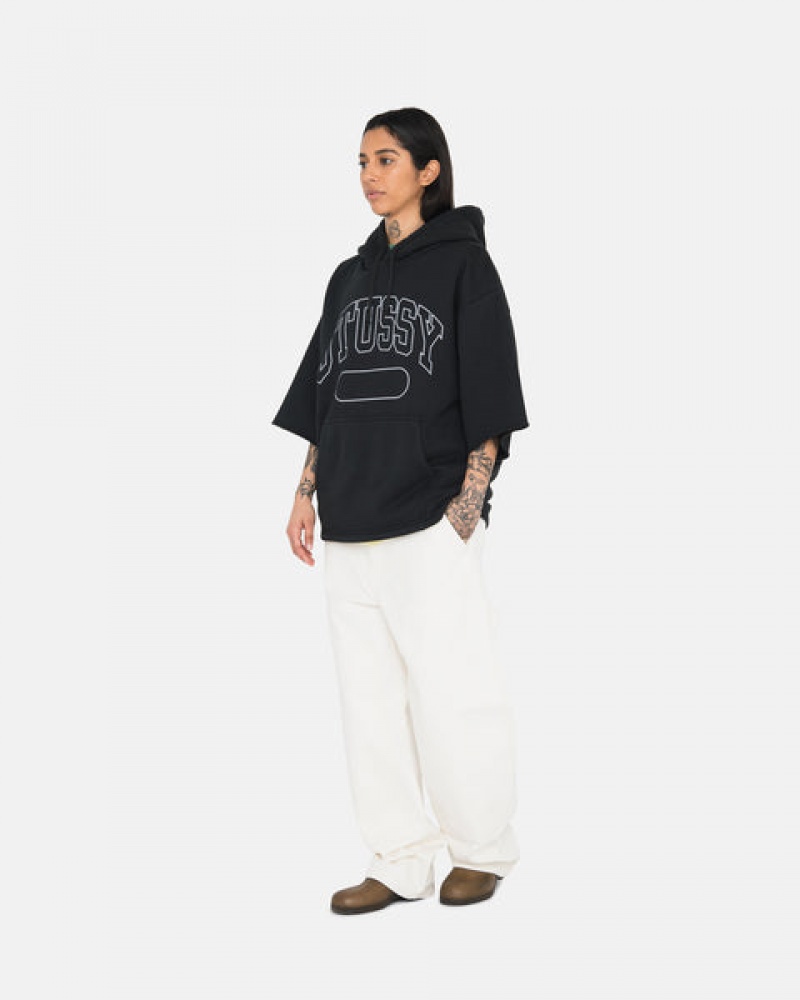 Stussy Ss Boxy Cropped Hoodie Majica s Kapuljačom Ženske Crne Srbija | DPB-8287