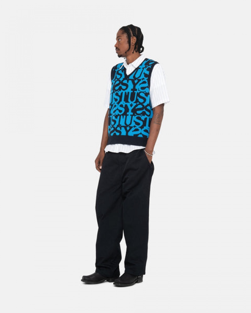 Stussy Stacked Sweater Vest Džemperi Ženske Tamno Tamnoplave Srbija | NCT-1182