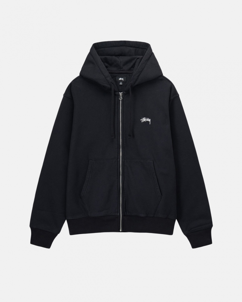 Stussy Stock Logo Zip Hoodie Majica s Kapuljačom Ženske Crne Srbija | ZEF-6959