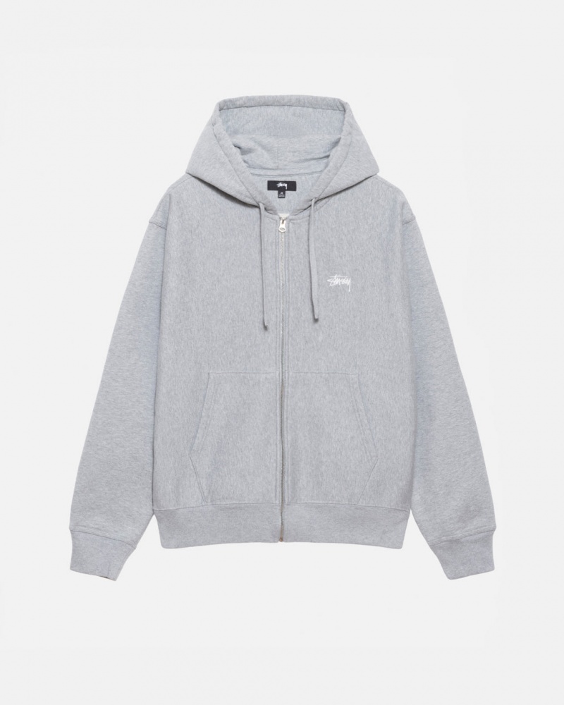 Stussy Stock Logo Zip Hoodie Majica s Kapuljačom Ženske Sive Srbija | ADR-2630