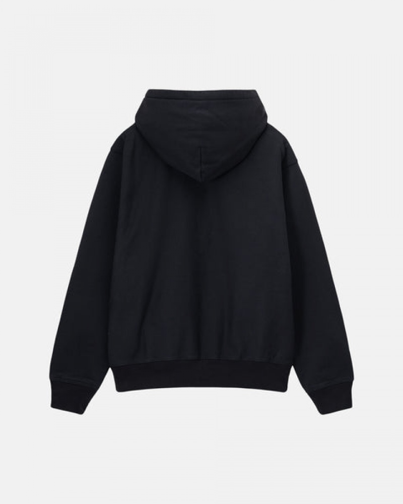 Stussy Stock Logo Zip Hoodie Majica s Kapuljačom Muške Crne Srbija | YJQ-8838