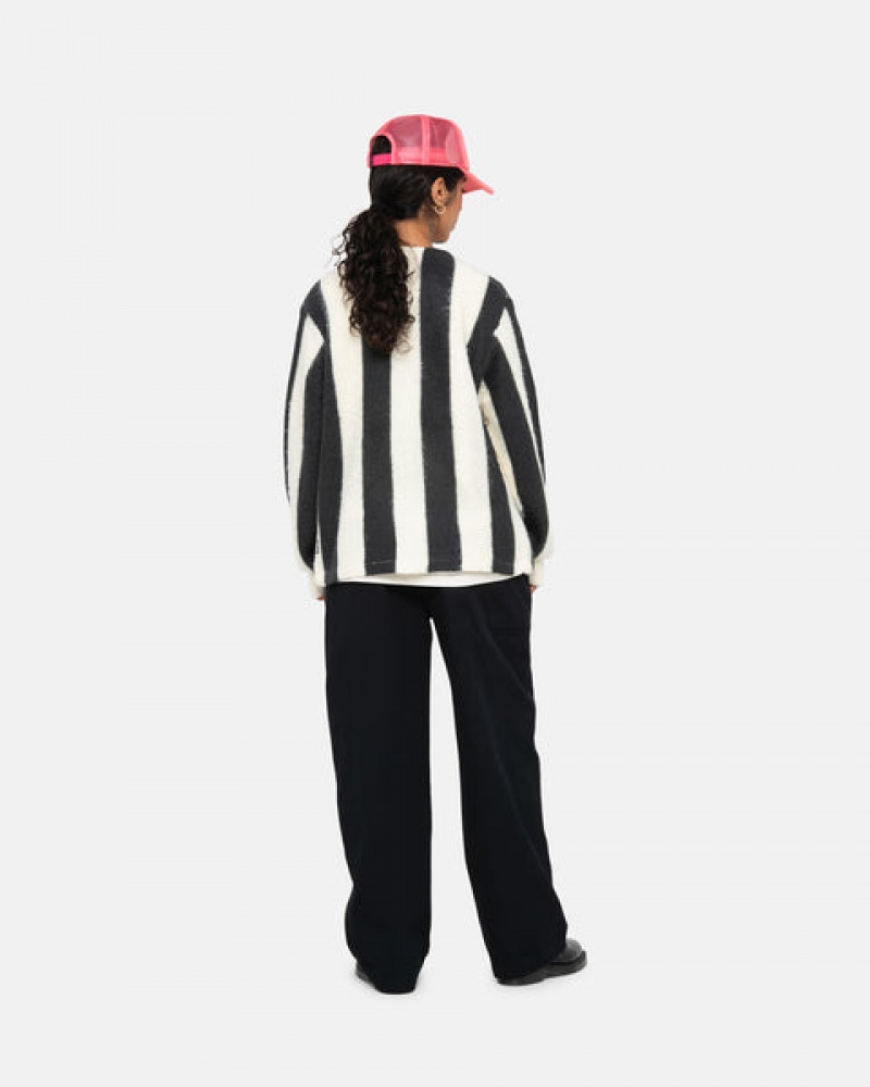 Stussy Stripe Brushed Cardigan Džemperi Muške Bež Srbija | TLS-3007