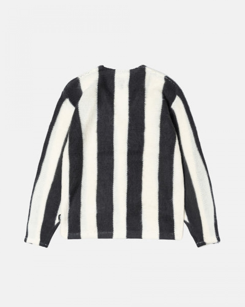 Stussy Stripe Brushed Cardigan Džemperi Muške Bež Srbija | TLS-3007