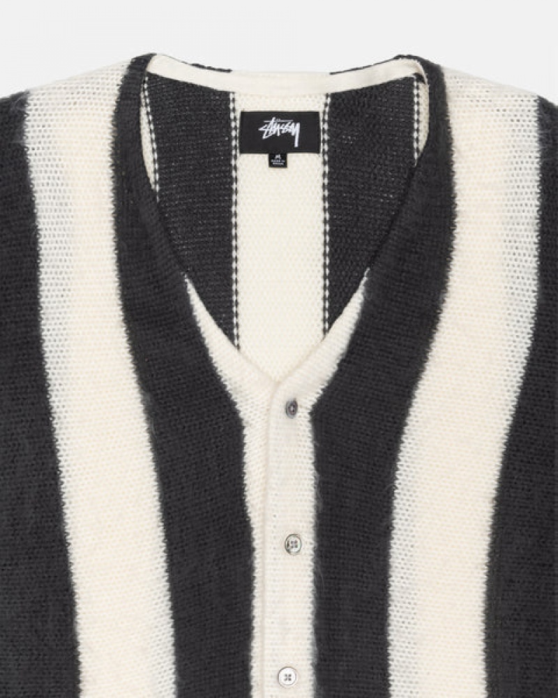 Stussy Stripe Brushed Cardigan Džemperi Muške Bež Srbija | TLS-3007