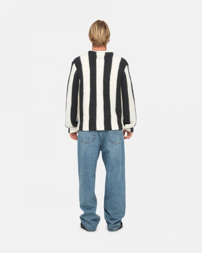 Stussy Stripe Brushed Cardigan Džemperi Muške Bež Srbija | TLS-3007