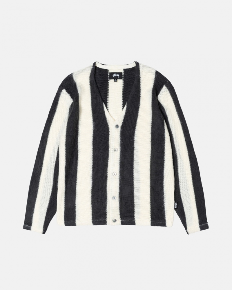 Stussy Stripe Brushed Cardigan Džemperi Muške Bež Srbija | TLS-3007