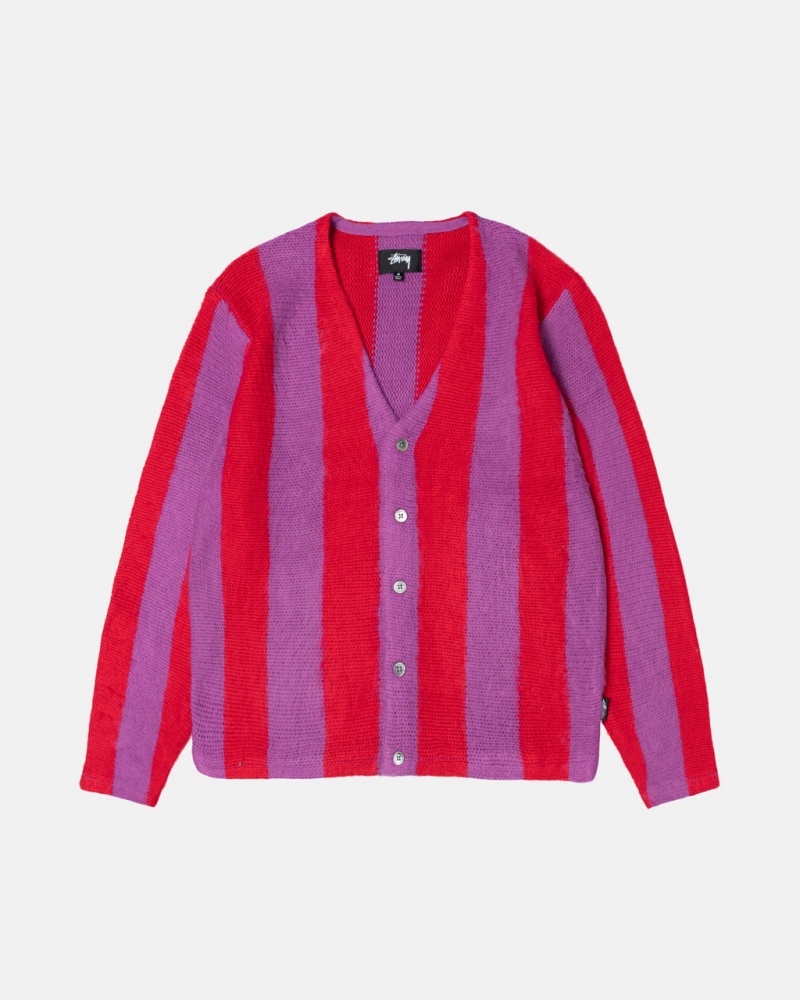 Stussy Stripe Brushed Cardigan Džemperi Muške Ljubičaste Srbija | BIT-3618