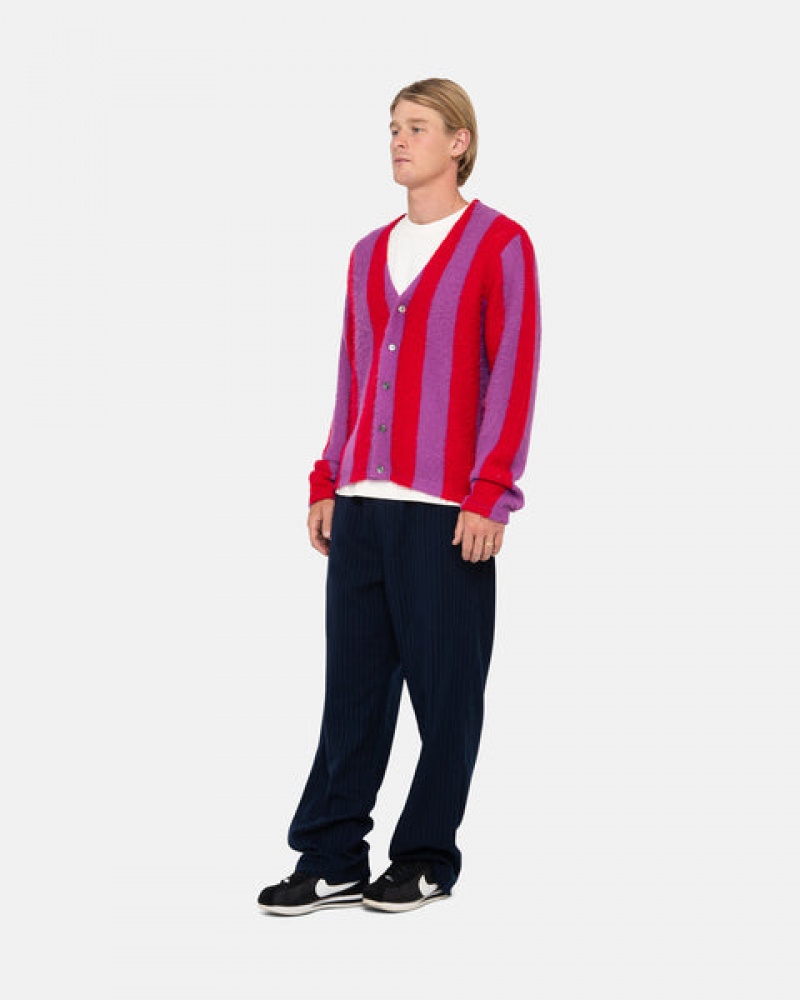 Stussy Stripe Brushed Cardigan Džemperi Ženske Ljubičaste Srbija | SRX-9531