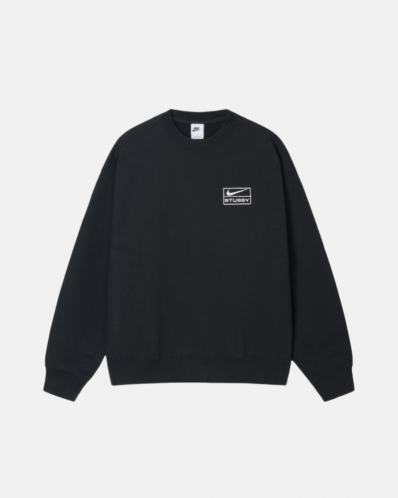 Stussy Stone Wash Fleece Crew Dukserice Ženske Crne Srbija | IXU-2977