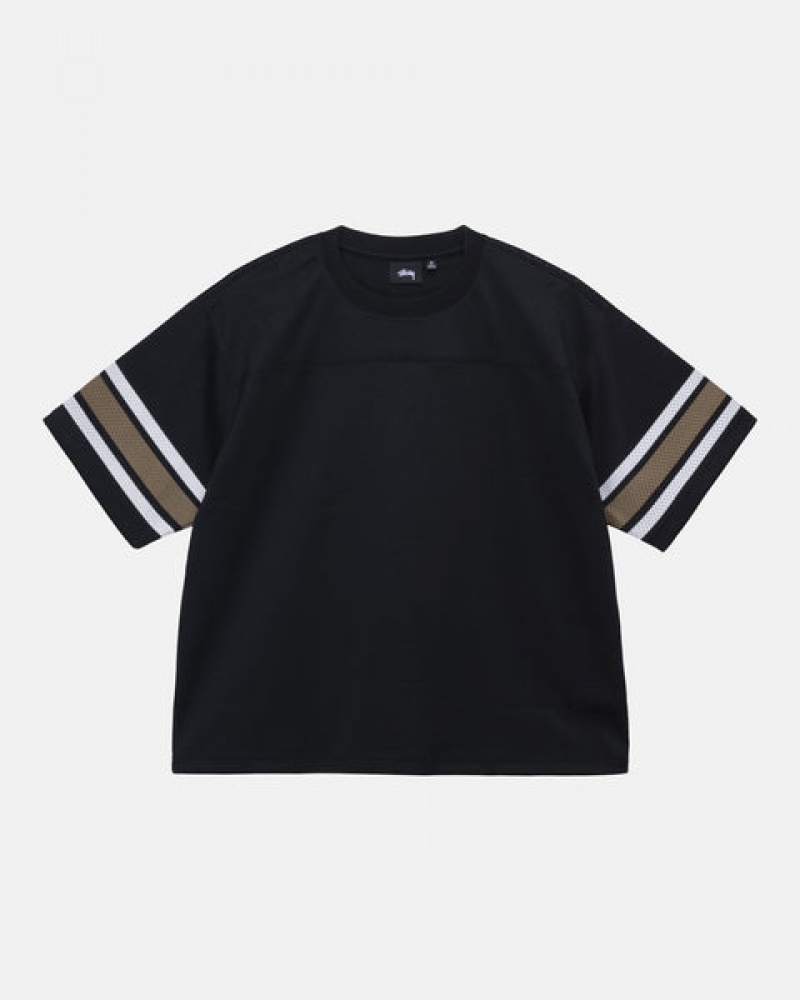 Stussy Surfman Mesh Football Jersey Topi Muške Crne Srbija | JTF-7197