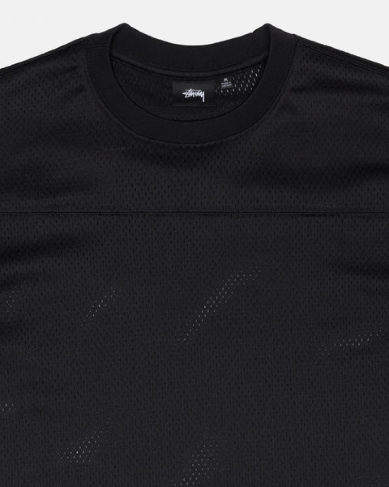 Stussy Surfman Mesh Football Jersey Topi Muške Crne Srbija | JTF-7197