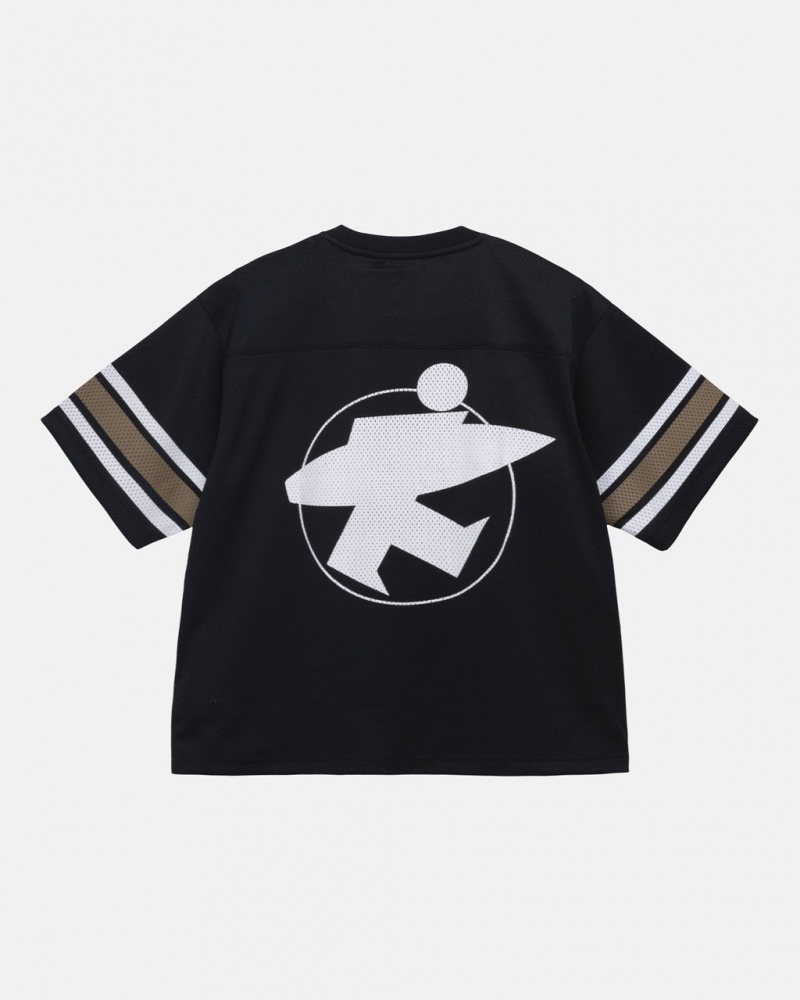 Stussy Surfman Mesh Football Jersey Topi Muške Crne Srbija | JTF-7197