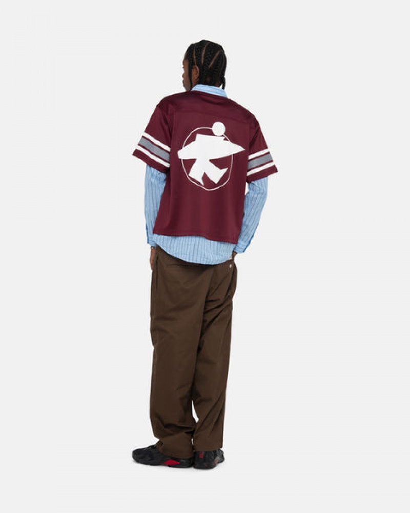 Stussy Surfman Mesh Football Jersey Topi Ženske Bordo Srbija | HTE-0203