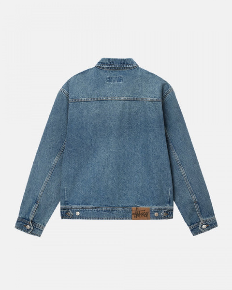 Stussy Zip Work Jacket Denim Denim Ženske Plave Srbija | XAC-9378