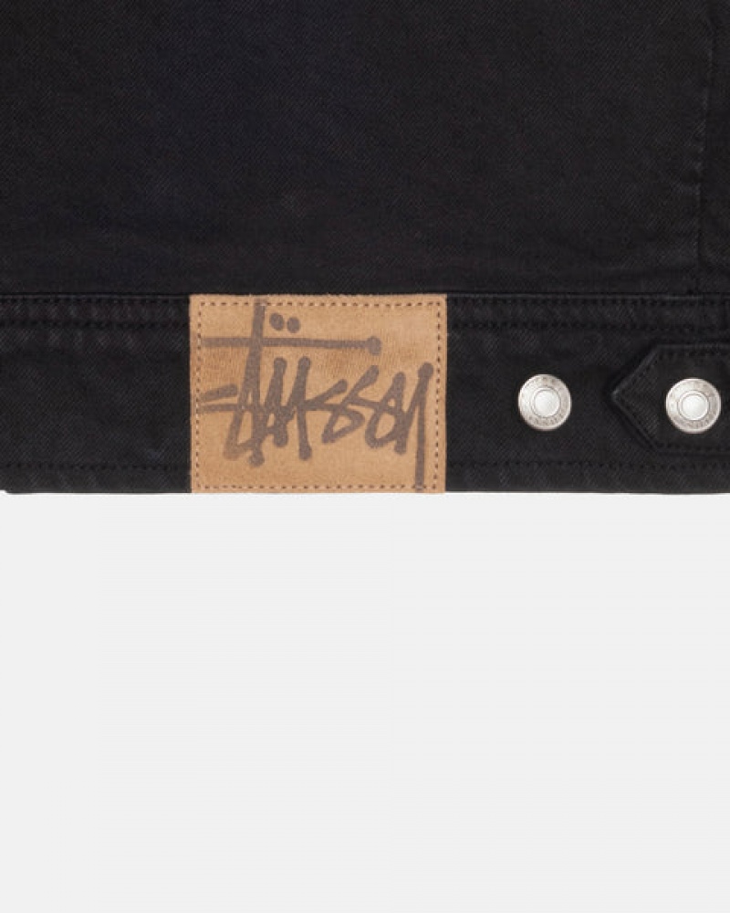 Stussy Zip Work Jacket Overdyed Denim Muške Crne Crne Srbija | HTJ-7272